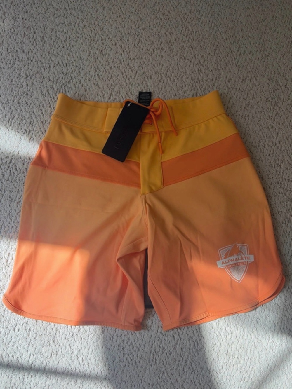 Alphalete Men’s Yellow and Orange Gradient Athletic comp Shorts
